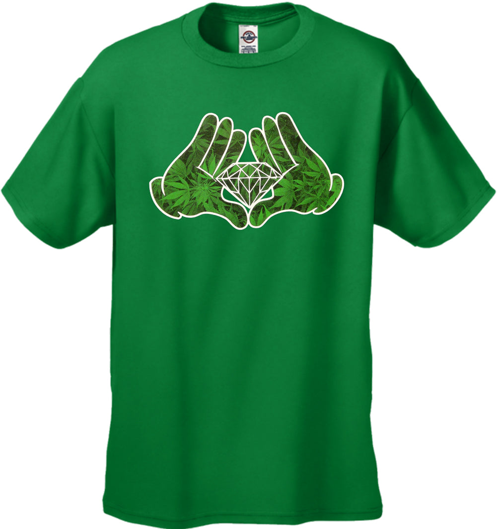 Cartoon Hands Pot Leaf Diamond Men's T-Shirt