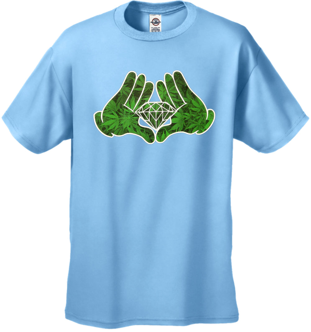 Cartoon Hands Pot Leaf Diamond Men's T-Shirt