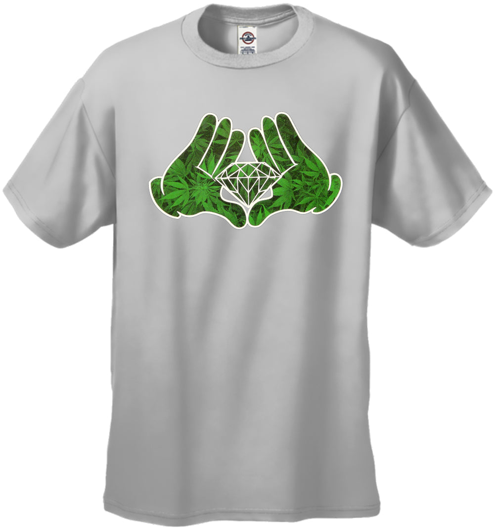 Cartoon Hands Pot Leaf Diamond Men's T-Shirt