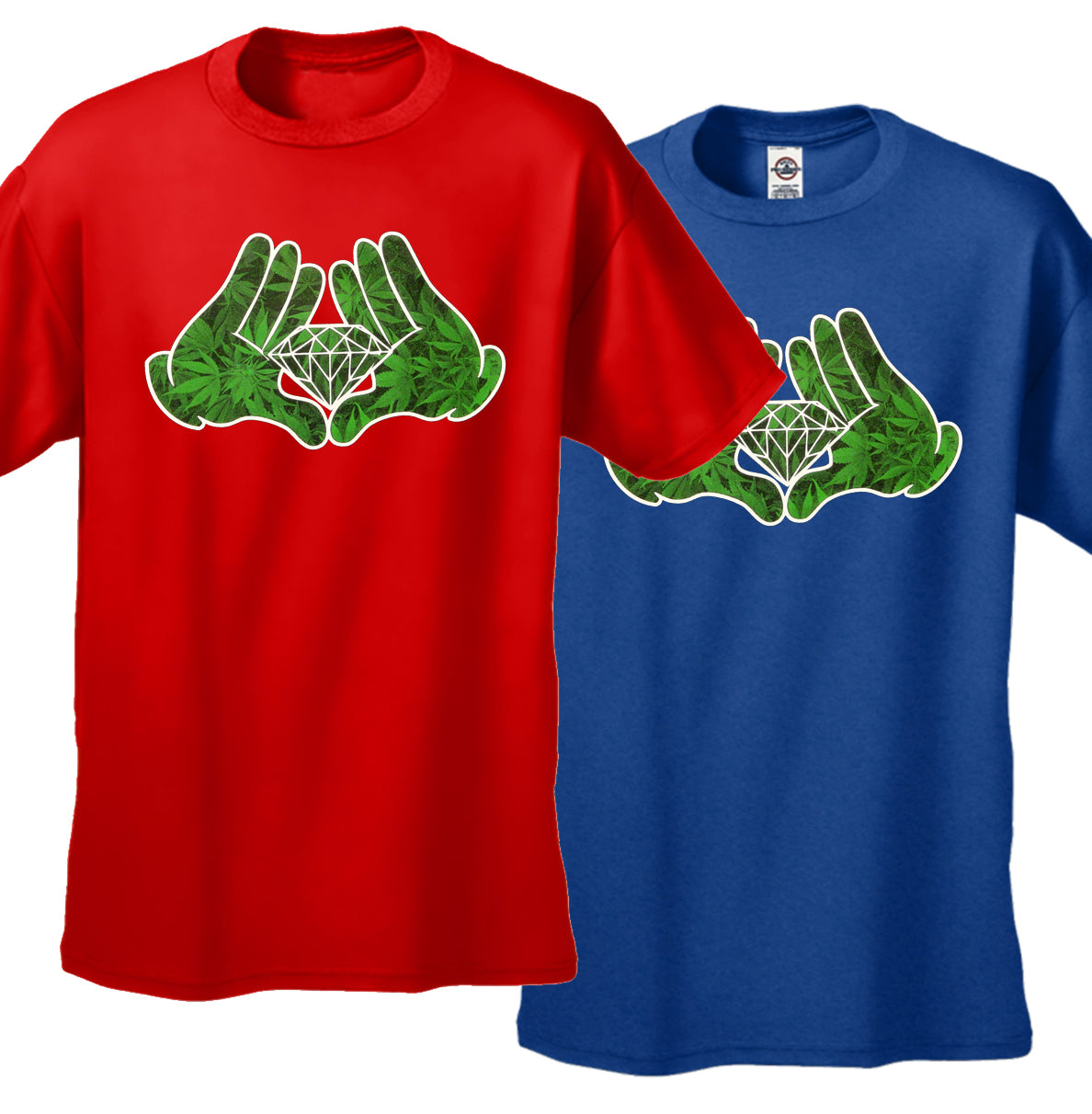 Cartoon Hands Pot Leaf Diamond Men's T-Shirt
