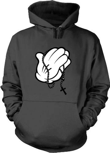 Cartoon Hands Praying Adult Hoodie