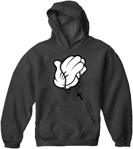 Cartoon Hands Praying Adult Hoodie