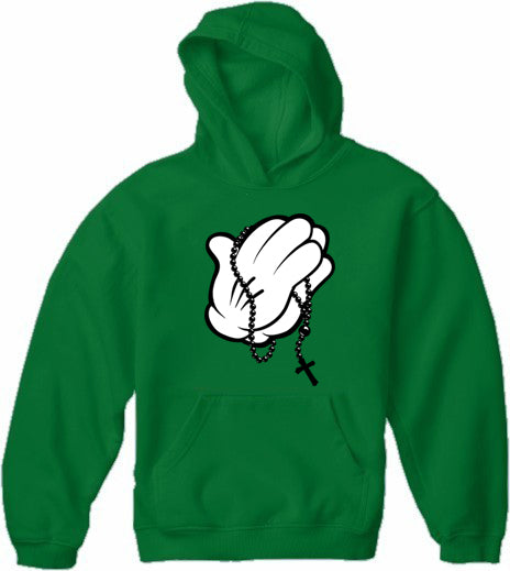Cartoon Hands Praying Adult Hoodie