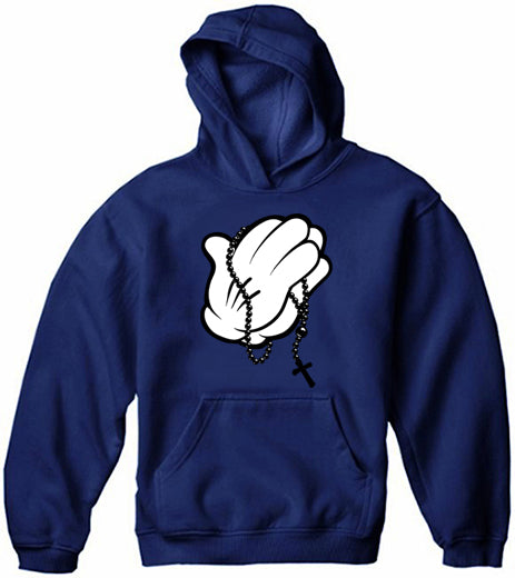 Cartoon Hands Praying Adult Hoodie