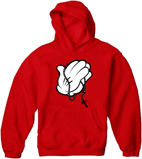 Cartoon Hands Praying Adult Hoodie