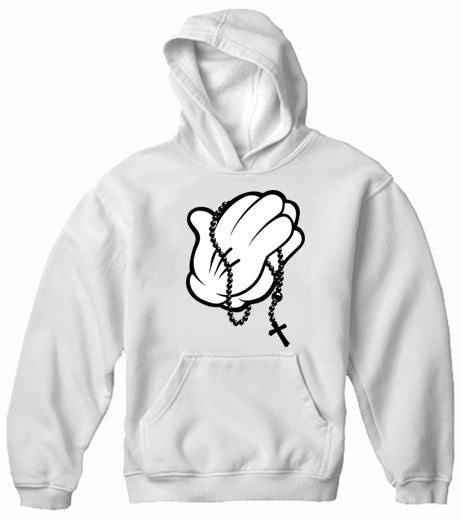 Cartoon Hands Praying Adult Hoodie