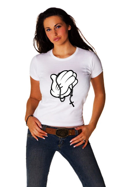 Cartoon Hands Praying Girl's T-Shirt
