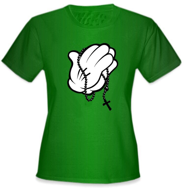 Cartoon Hands Praying Girl's T-Shirt