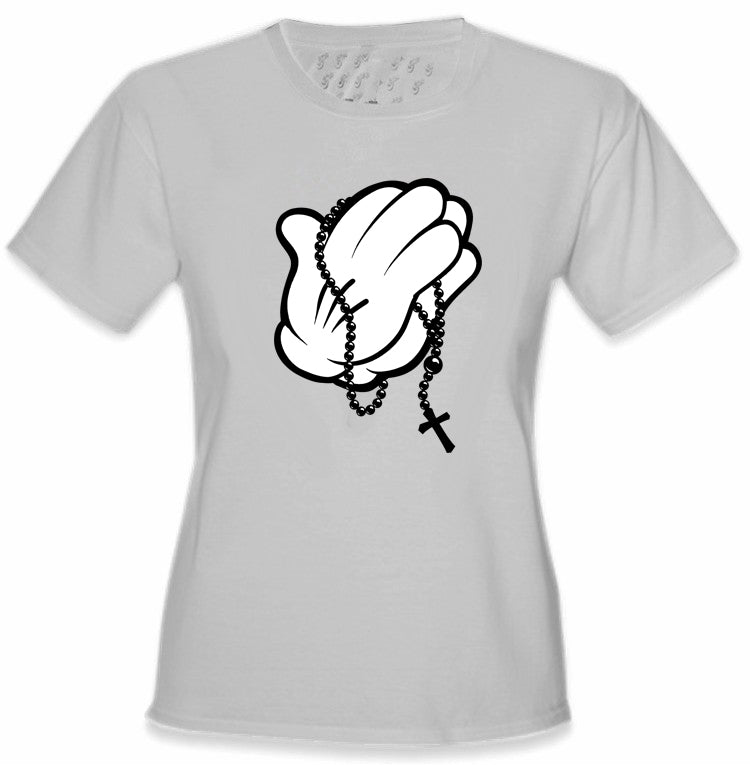 Cartoon Hands Praying Girl's T-Shirt