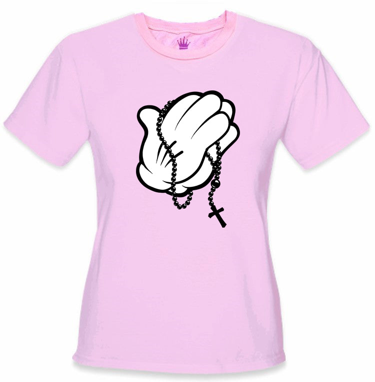 Cartoon Hands Praying Girl's T-Shirt