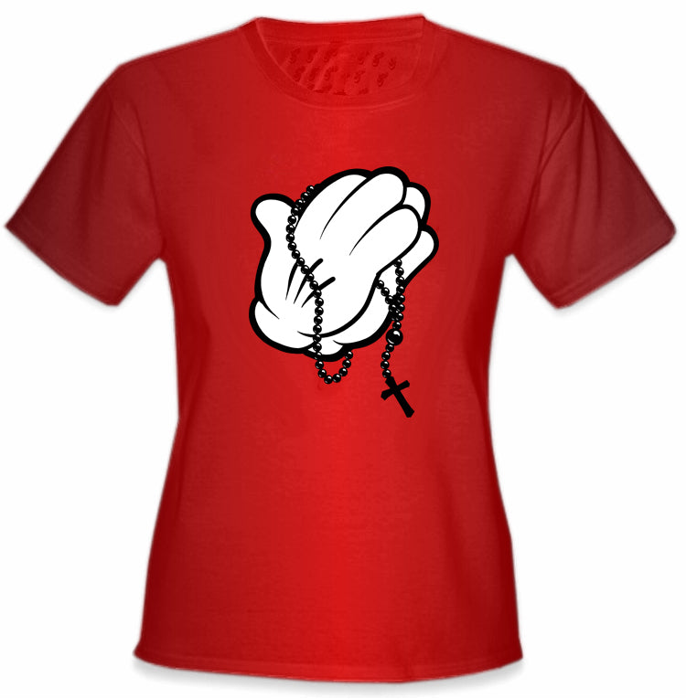 Cartoon Hands Praying Girl's T-Shirt
