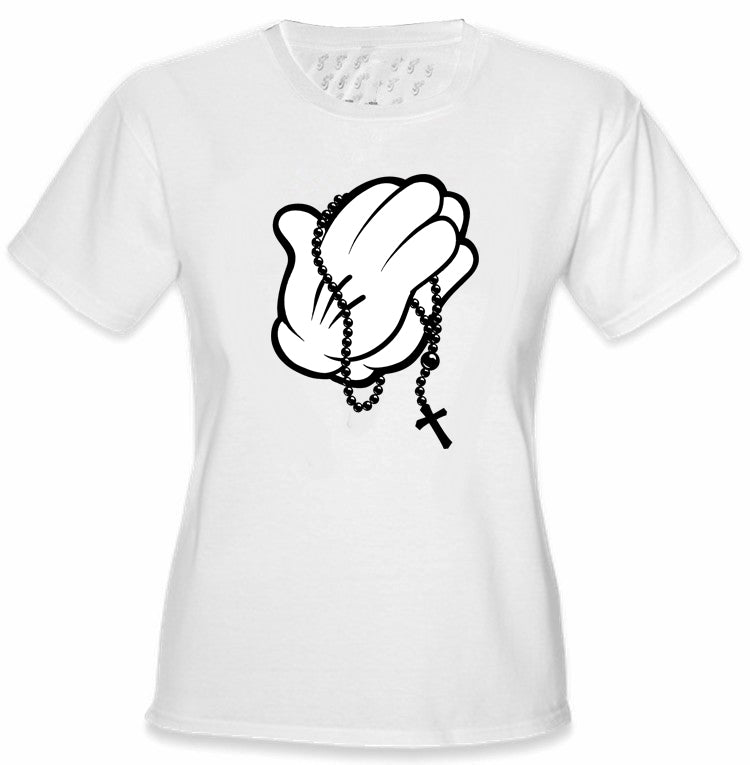 Cartoon Hands Praying Girl's T-Shirt