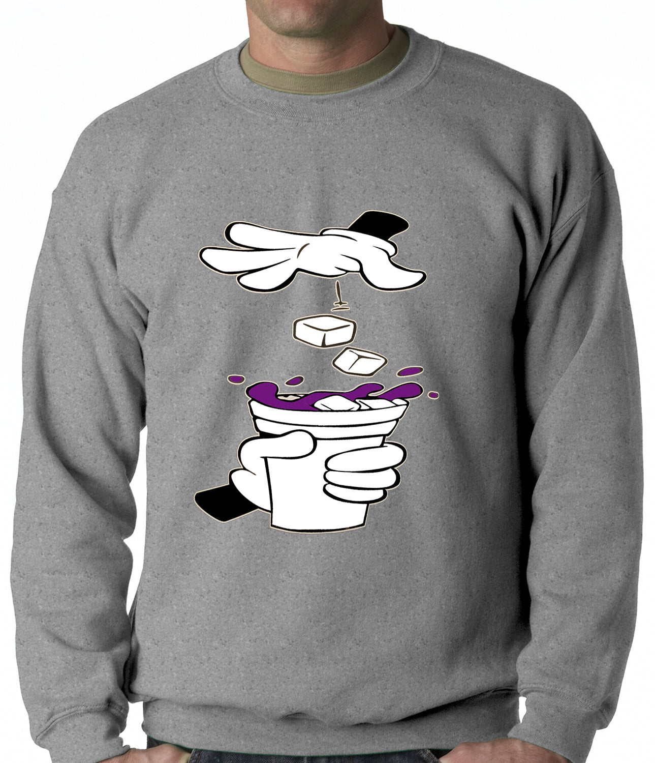 Cartoon Hands - Purple Drink Adult Crewneck