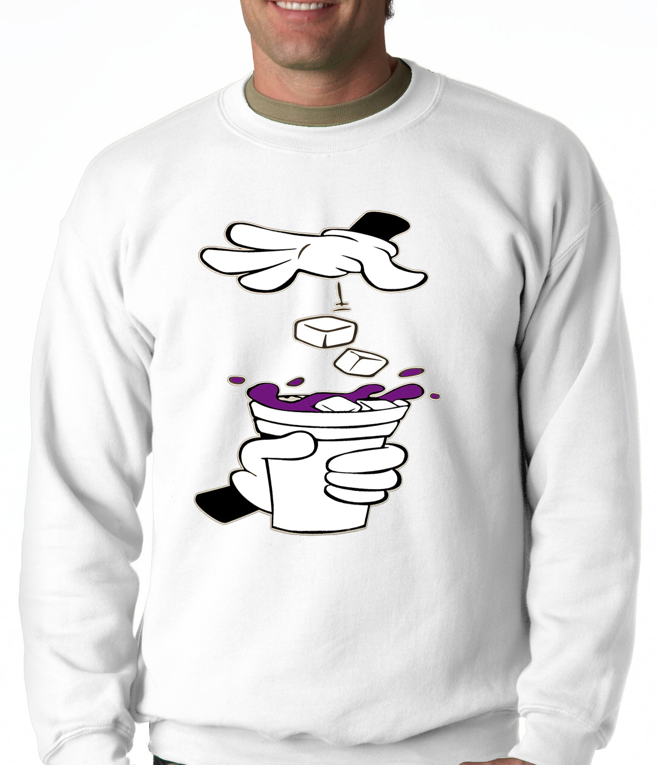 Cartoon Hands - Purple Drink Adult Crewneck