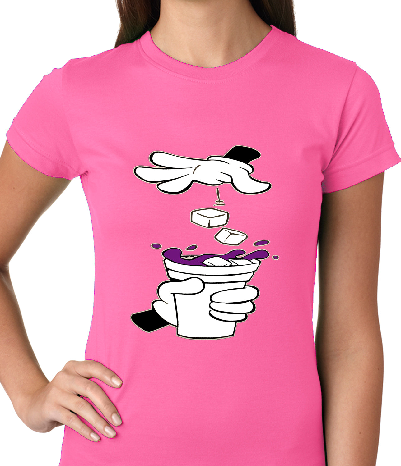 Cartoon Hands - Purple Drink Ladies T-shirt