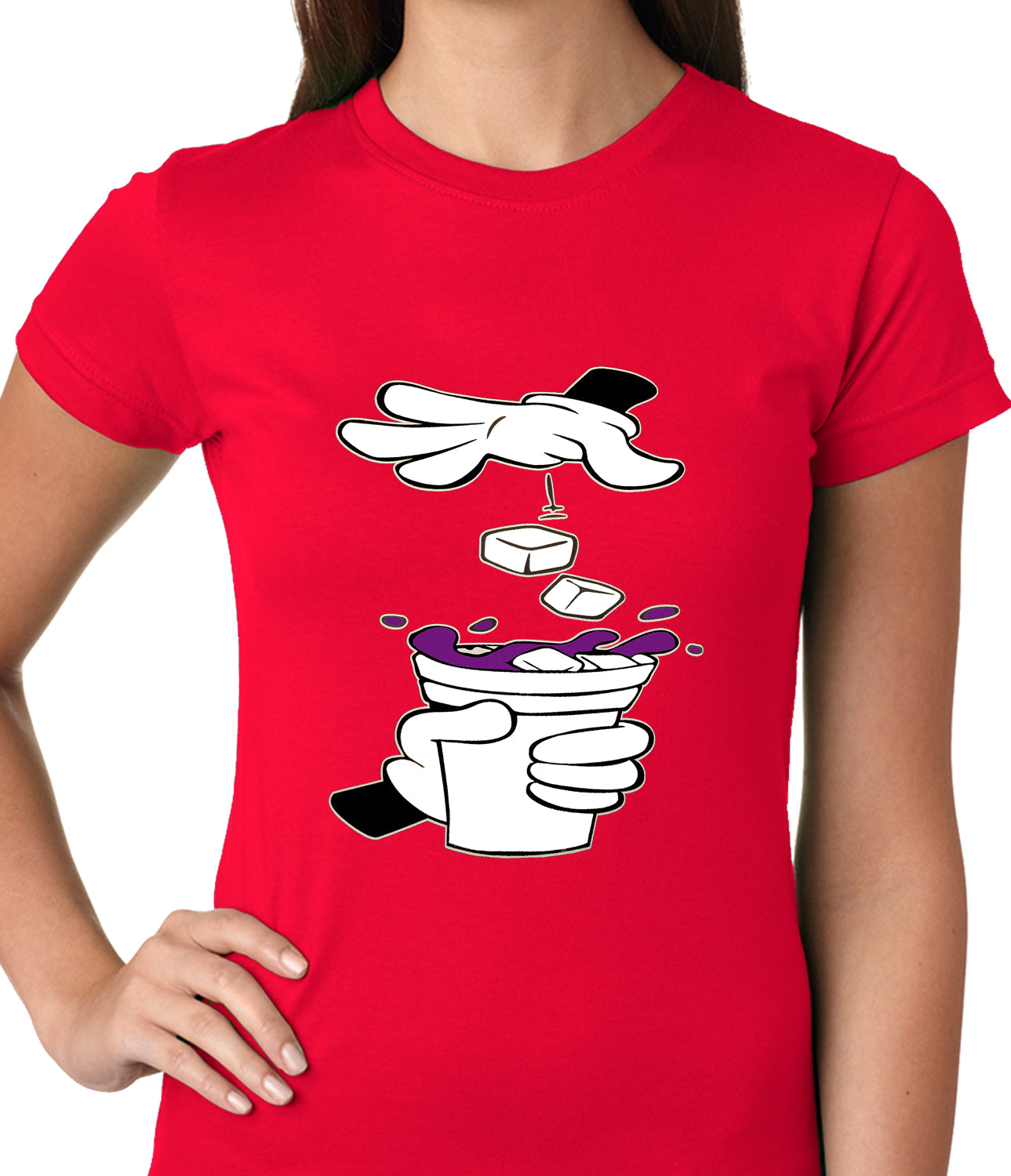 Cartoon Hands - Purple Drink Ladies T-shirt