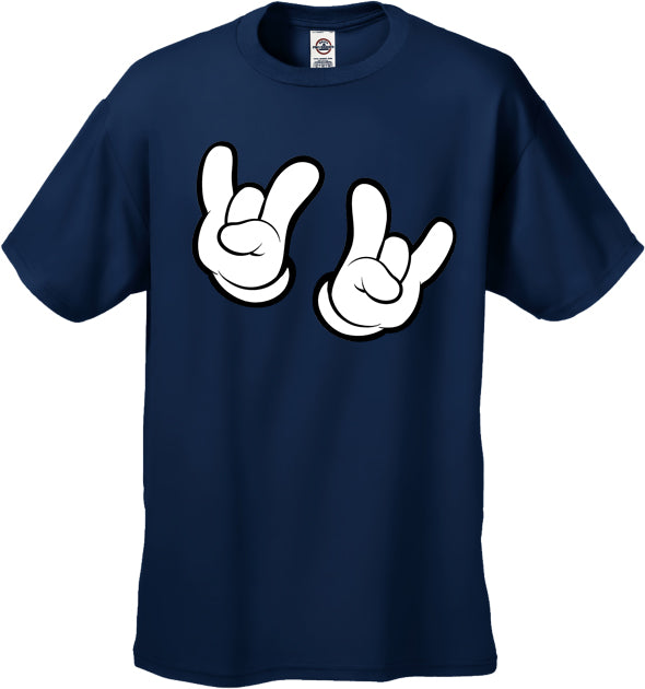Cartoon Hands Rock On Men's T-Shirt