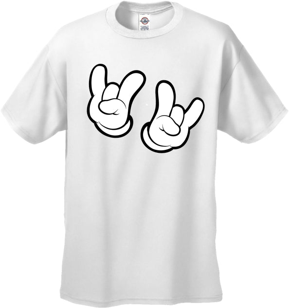 Cartoon Hands Rock On Men's T-Shirt
