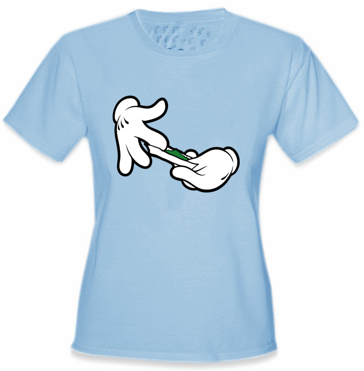 Cartoon Hands Roll A Joint Girl's T-Shirt