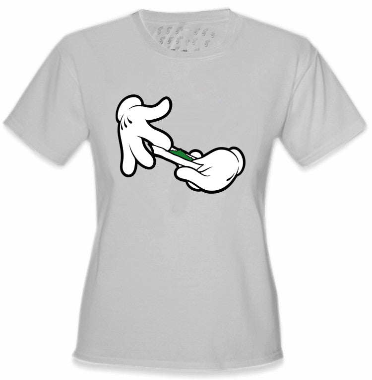 Cartoon Hands Roll A Joint Girl's T-Shirt