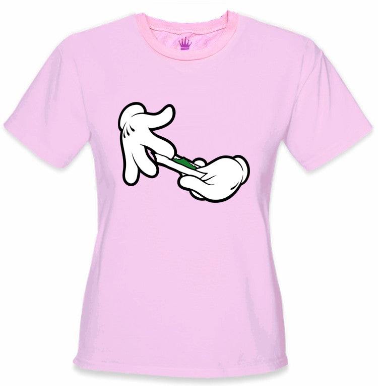 Cartoon Hands Roll A Joint Girl's T-Shirt