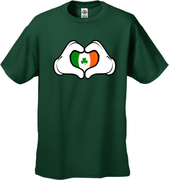 Cartoon Heart Hands Irish Flag Men's T-Shirt