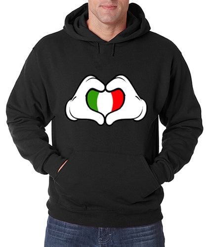 Cartoon Heart Hands Italian Flag Adult Hoodie