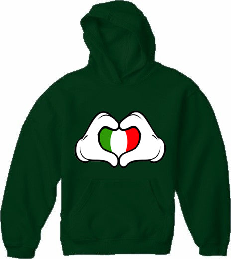 Cartoon Heart Hands Italian Flag Adult Hoodie
