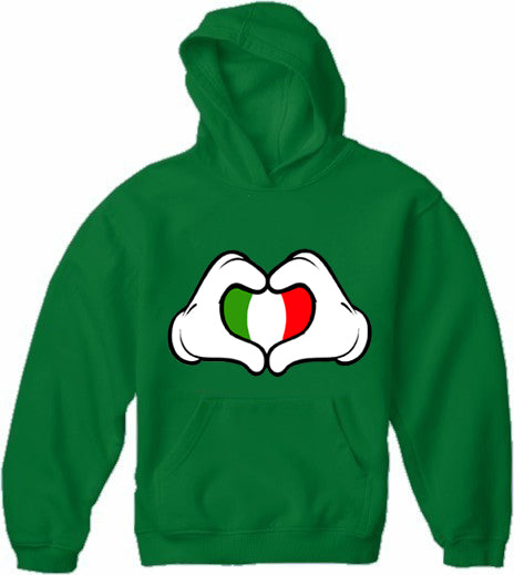 Cartoon Heart Hands Italian Flag Adult Hoodie