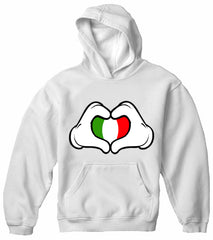Cartoon Heart Hands Italian Flag Adult Hoodie