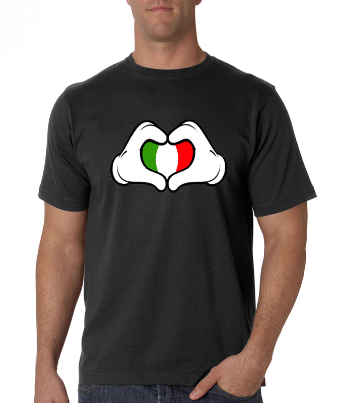 Cartoon Heart Hands Italian Flag Men's T-Shirt
