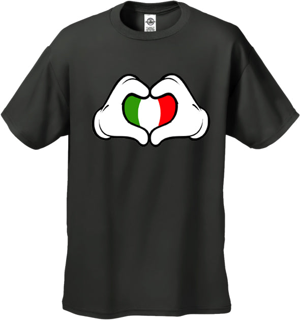 Cartoon Heart Hands Italian Flag Men's T-Shirt