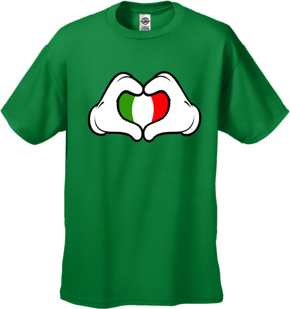 Cartoon Heart Hands Italian Flag Men's T-Shirt