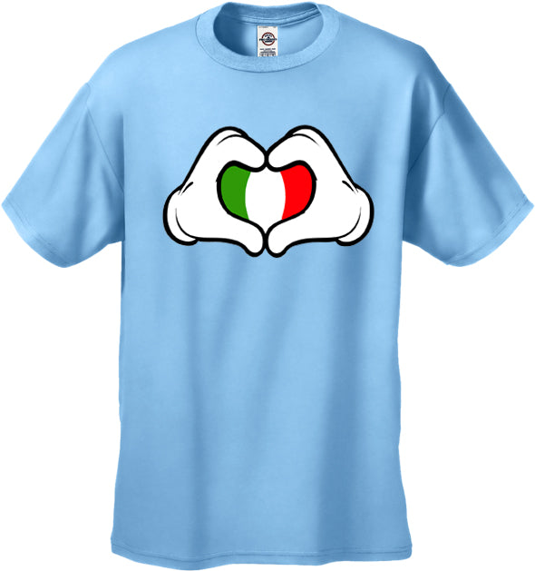 Cartoon Heart Hands Italian Flag Men's T-Shirt