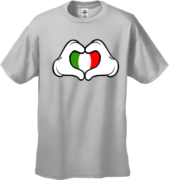 Cartoon Heart Hands Italian Flag Men's T-Shirt