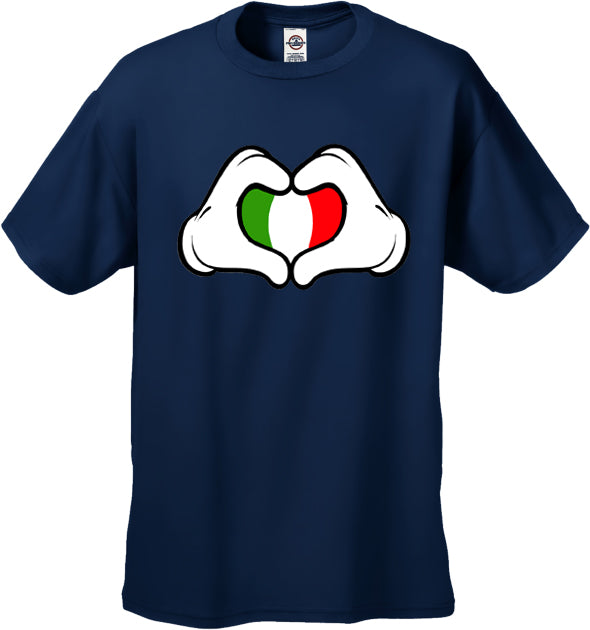Cartoon Heart Hands Italian Flag Men's T-Shirt