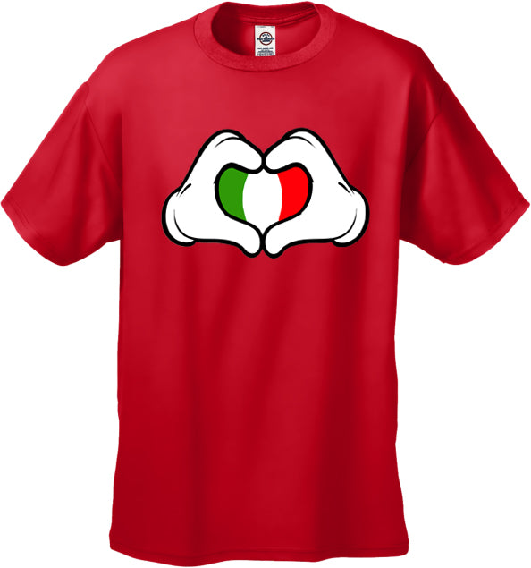 Cartoon Heart Hands Italian Flag Men's T-Shirt