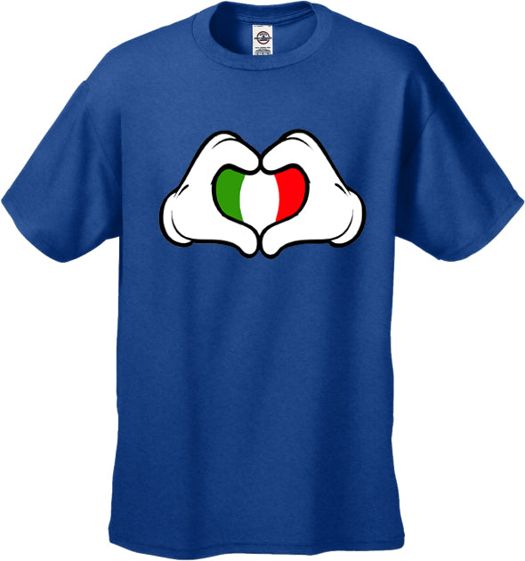 Cartoon Heart Hands Italian Flag Men's T-Shirt