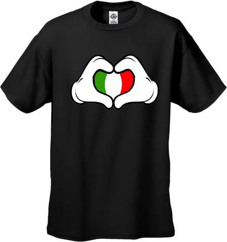Cartoon Heart Hands Italian Flag Men's T-Shirt