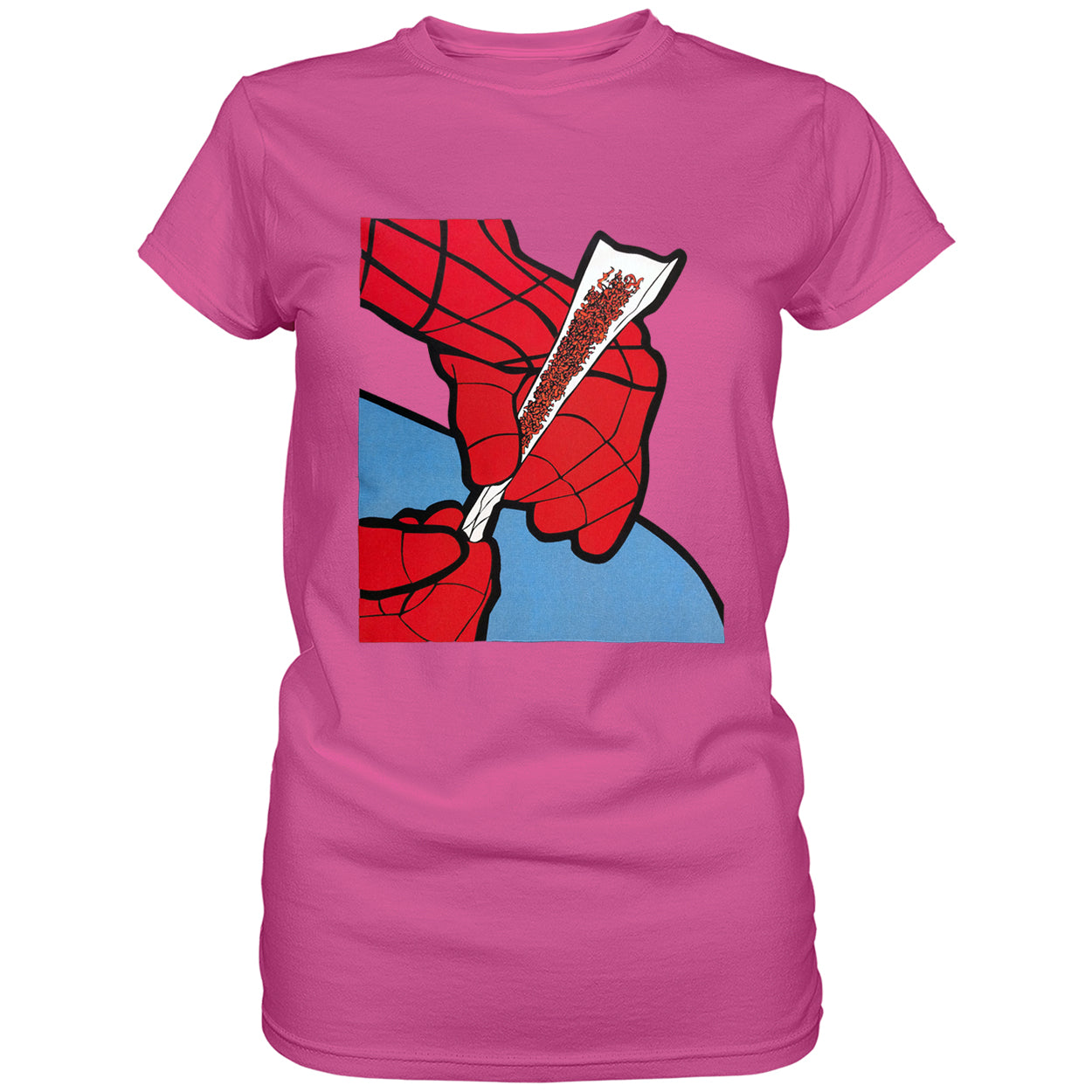 Cartoon Spider Hands Rolling Up Ladies T-shirt