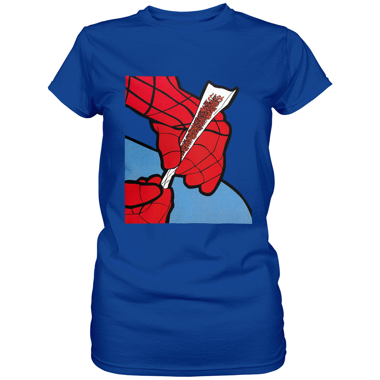 Cartoon Spider Hands Rolling Up Ladies T-shirt