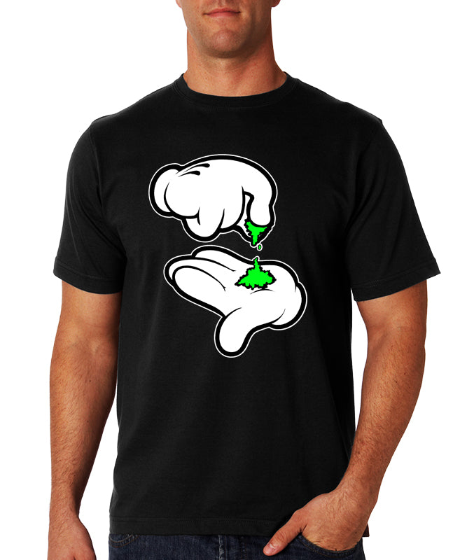 Cartoon Weed Hands Men's T-Shirt Black