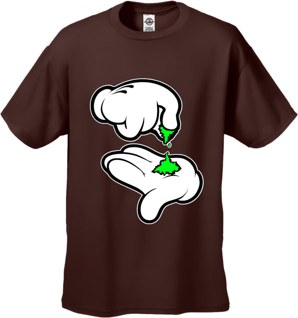 Cartoon Weed Hands Men's T-Shirt Brown