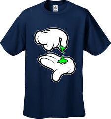 Cartoon Weed Hands Men's T-Shirt Navy Blue