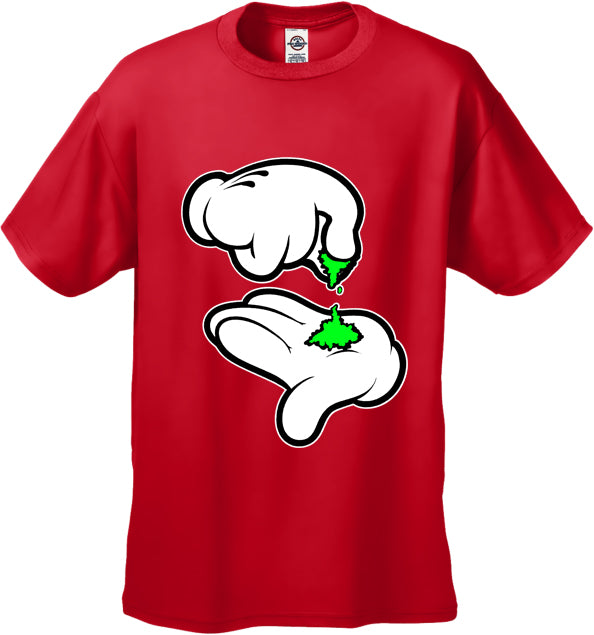 Cartoon Weed Hands Men's T-Shirt Red