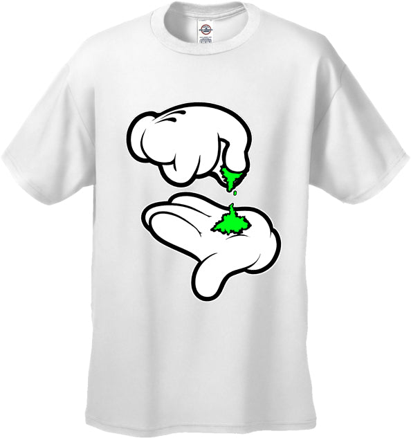 Cartoon Weed Hands Men's T-Shirt White