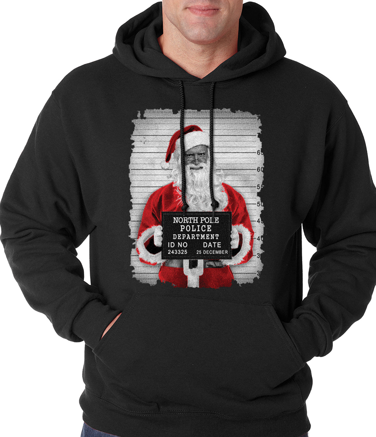 Santa Mug Shot Funny Adult Hoodie