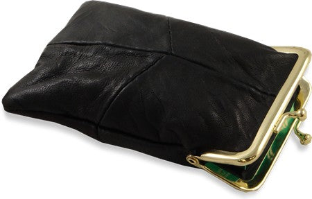 Classic Leather Cigarette Purse with Lighter Holder (Black) (For Regulars And 100's)