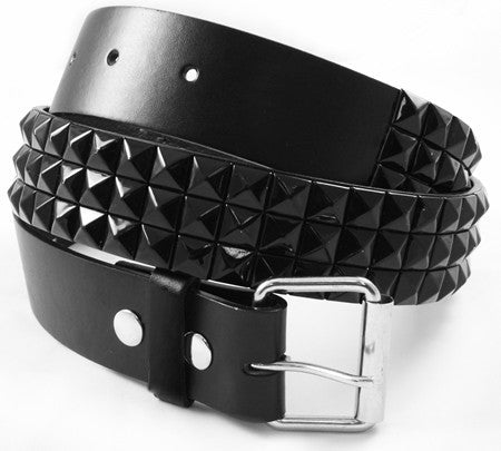 Classic Leather Pyramid Belt (Black on Black)