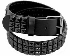Classic Leather Pyramid Belt (Black on Black)